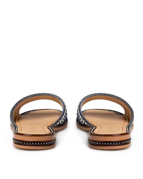 Sandalia Plana Azul Brillos 1042